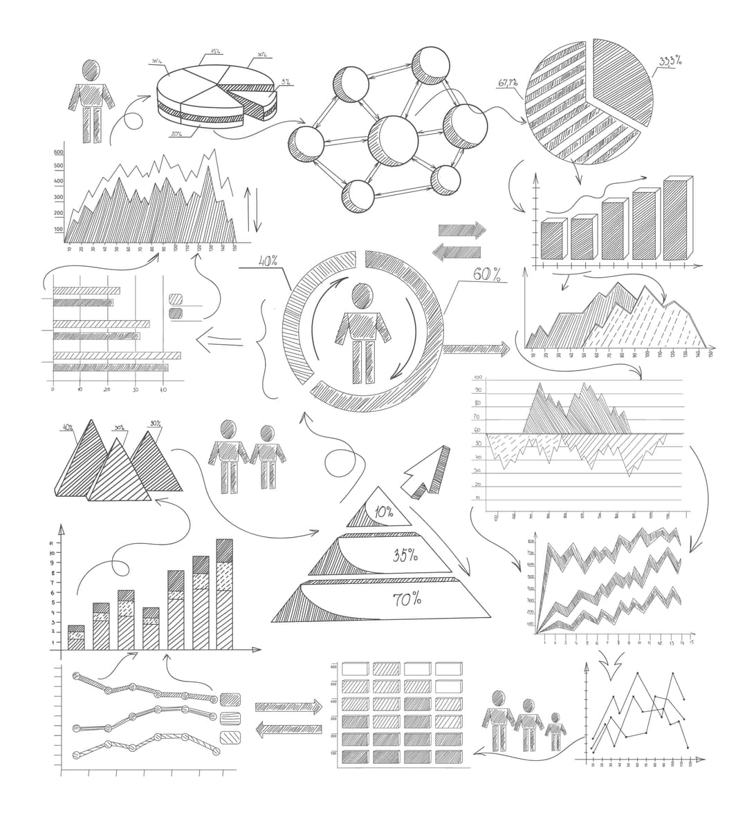 Trading charts illustration